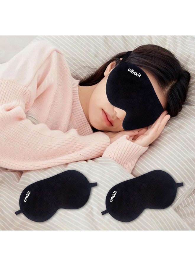 Vifitkit VFK by Trendy Home Eye Mask for Sleeping with Adjustable Strap, Premium Sleeping Mask for Men, Women and Kids, Blind Fold for Comfortable Sleep, Travelling Sleep Mask, Sleeping Eye Mask (Pack of 2, Black) - Image 1
