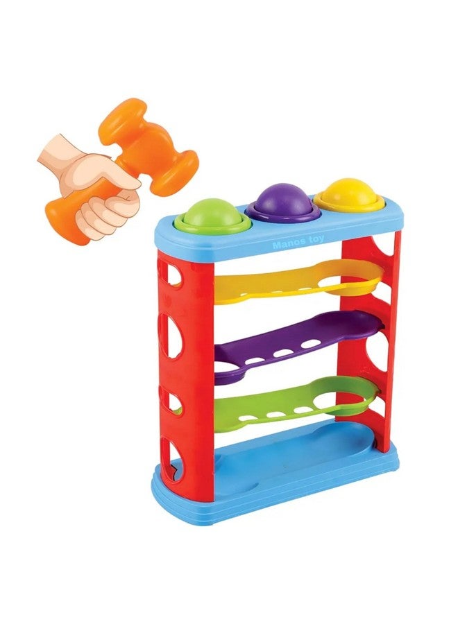 Manos Kids Hammer Ball Track Toy Set, 3 Balls, 1 Hammer with Track, Pack of 1 - Image 1