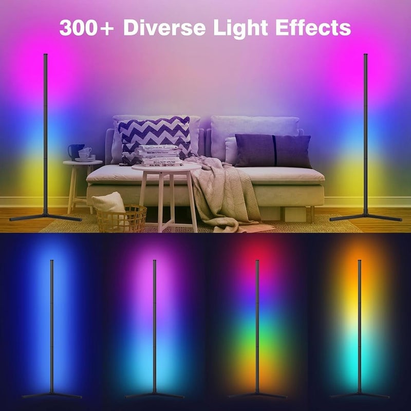 نيوفانتي مصباح زاوية LED، مصباح أرضي زاوية RGB مع تطبيق وجهاز تحكم عن بعد، 16 مليون لون وأكثر من 68 وضع إضاءة ديناميكي مع تزامن مع الموسيقى لغرفة المعيشة، غرفة النوم، غرفة الألعاب - Image 4