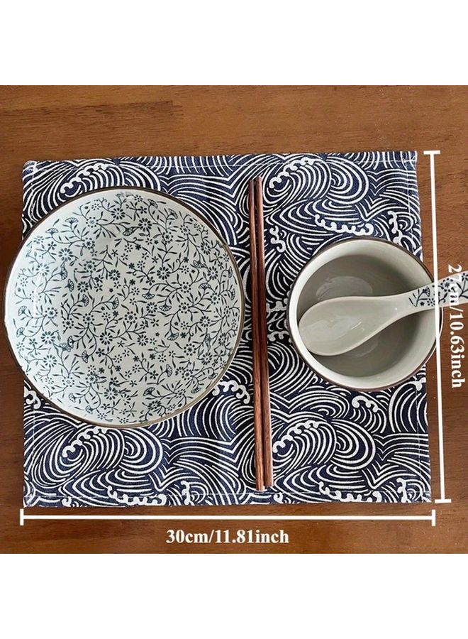 3 قطع يابانية ستايل مفرش طاولة منديل كتان حصيرة عزل حراري غطاء صندوق بينتو قماش - Image 3