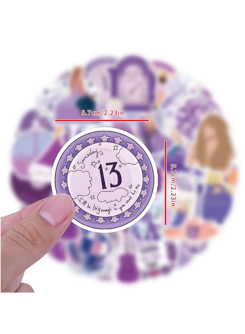 SOLARAE Taylor Individual Singer Stickers for Fans - 60PCS Purple Waterproof Vinyl Stickers for Water Bottles, Scrapbooking, Phones, Skateboards, and Laptops - Cute Stickers for Teens, Girls, and Kids. - Image 3
