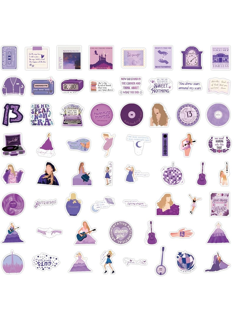 SOLARAE Taylor Individual Singer Stickers for Fans - 60PCS Purple Waterproof Vinyl Stickers for Water Bottles, Scrapbooking, Phones, Skateboards, and Laptops - Cute Stickers for Teens, Girls, and Kids. - Image 5