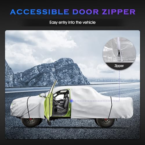 Qualencey Car Cover Custom Fit for Toyota Tacoma 2005-2023,6 Layers Truck Cover Waterproof All Weather for Automobiles,Outdoor Full Exterior Cover,Rain, Sun, Wind Protection,Silver - Image 5
