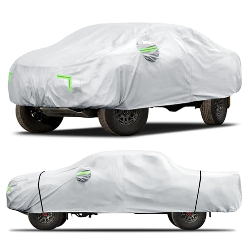 Qualencey Car Cover Custom Fit for Toyota Tacoma 2005-2023,6 Layers Truck Cover Waterproof All Weather for Automobiles,Outdoor Full Exterior Cover,Rain, Sun, Wind Protection,Silver - Image 1