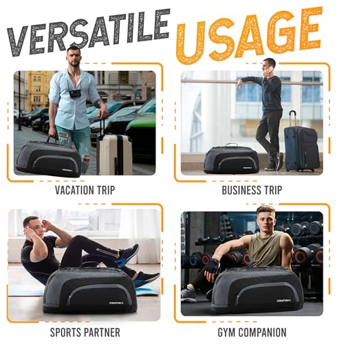 STRAPVILLA Gym Bag for Men with Shoe Compartment | Gym Bag for Women Workout | Duffle Bags for Gym | Sports Bag for Boys | Football Gym Duffle Bag | Travel Duffel Bag for Men | Black 31L - Image 5