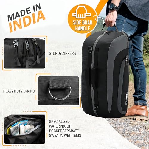 STRAPVILLA Gym Bag for Men with Shoe Compartment | Gym Bag for Women Workout | Duffle Bags for Gym | Sports Bag for Boys | Football Gym Duffle Bag | Travel Duffel Bag for Men | Black 31L - Image 3