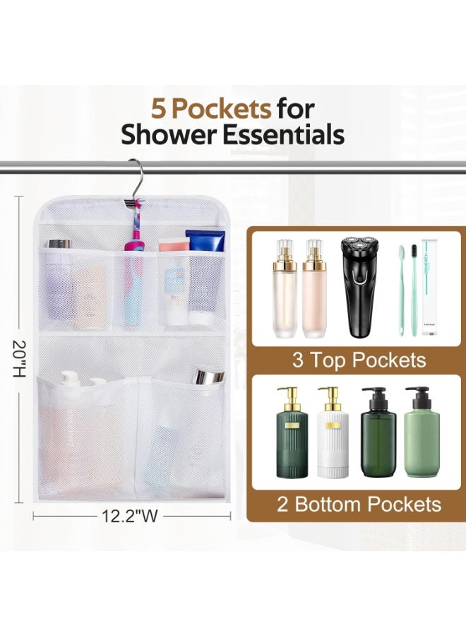 MISSLO Shower Caddy Organizer 5 Pockets Roll up Hanging Bathroom Accessories Storage for Camper, RV, Gym, Cruise, Cabin, College Dorm Shower, Small - Image 3