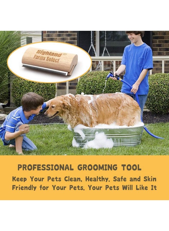 Highland Farms Select Deshedding Grooming Tool for Dogs, Cats & Horses, Ergonomic Design Wood Groom Brush, Professional Pet Groomer, Painlessly Remove for Short & Long Hair, Fur & Dirt - 5 Inches - Image 5