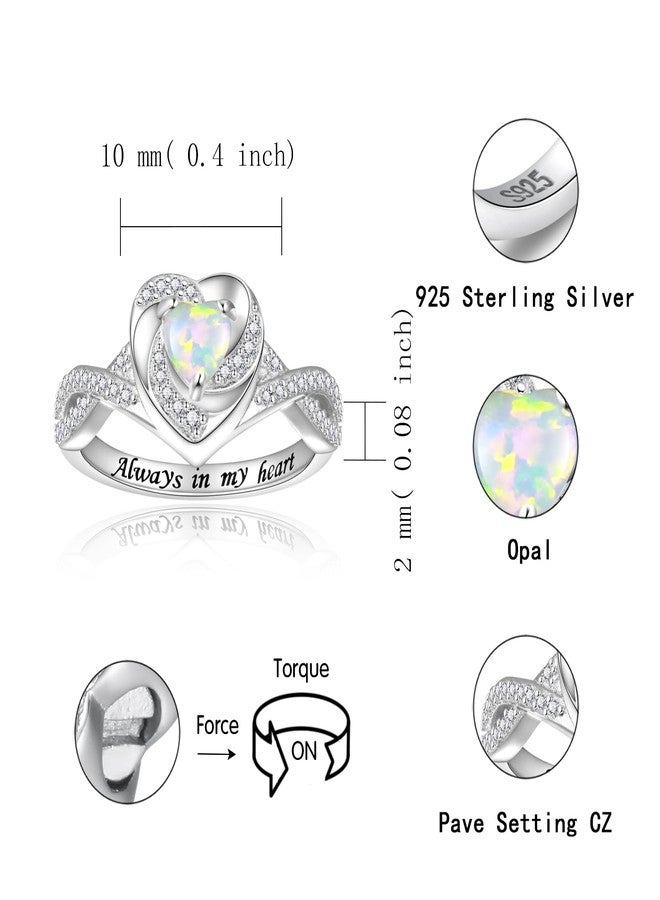 Sariel Heart Cremation Ring for Ashes - 925 Sterling Silver Opal Urn Keepake Rings Memorial Jewelry for Women (White, 8) - Image 5