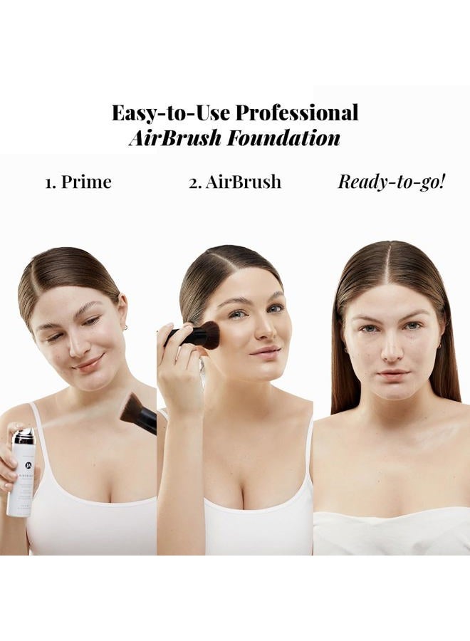 Jerome Alexander MagicMinerals AirBrush Foundation Set by Jerome Alexander – 3pc Set Includes Primer, Foundation and Kabuki Brush - Spray Makeup with Anti-aging Ingredients for Smooth Radiant Skin (Light Medium)  - Image 3