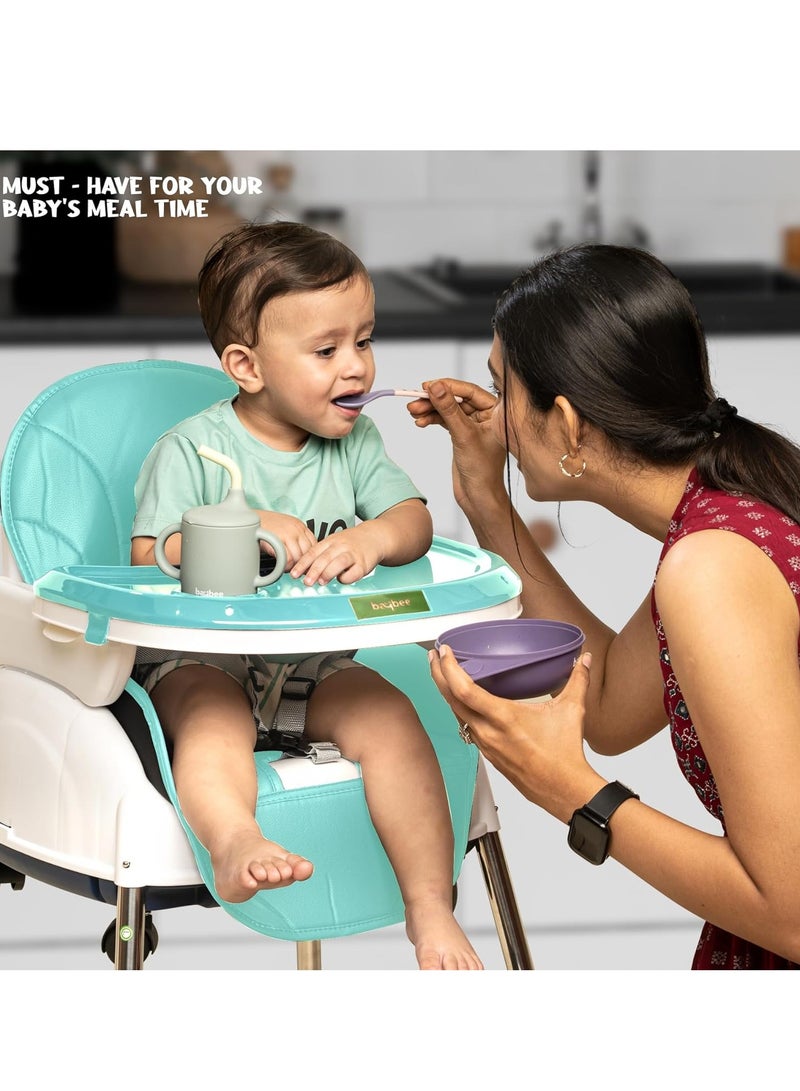 كرسي مرتفع 4 في 1 نورا قابل للتحويل للأطفال مع ارتفاع قابل للتعديل ومسند للقدمين من TOYS-EGYPT ، مقعد معزز لإطعام الأطفال الصغار مع صينية وعجلات وحزام أمان ووسادة لمدة 6 أشهر إلى 4 سنوات (أخضر) - Image 2
