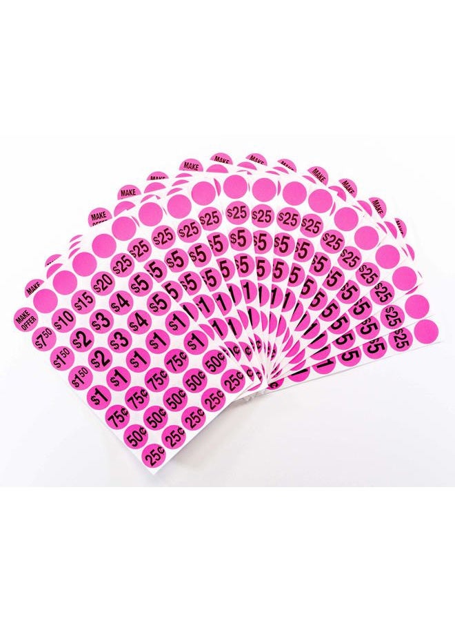 Sunburst Systems 7030 Priced Color Dot, Garage Sale, Pink, 600 Ct. Pre-Printed Labels - Image 2