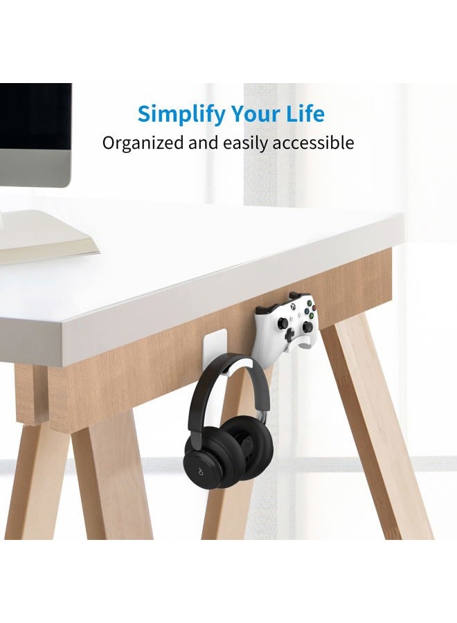 SOKUSIN Headphone Stand Headset Holder - Adhesive Gaming Earphones Hanger, Universal Desk Wall Mount Hook for All Headphone/Controller, Compatible with Beats, AirPods Max,Sony, JBL (White) - Image 2