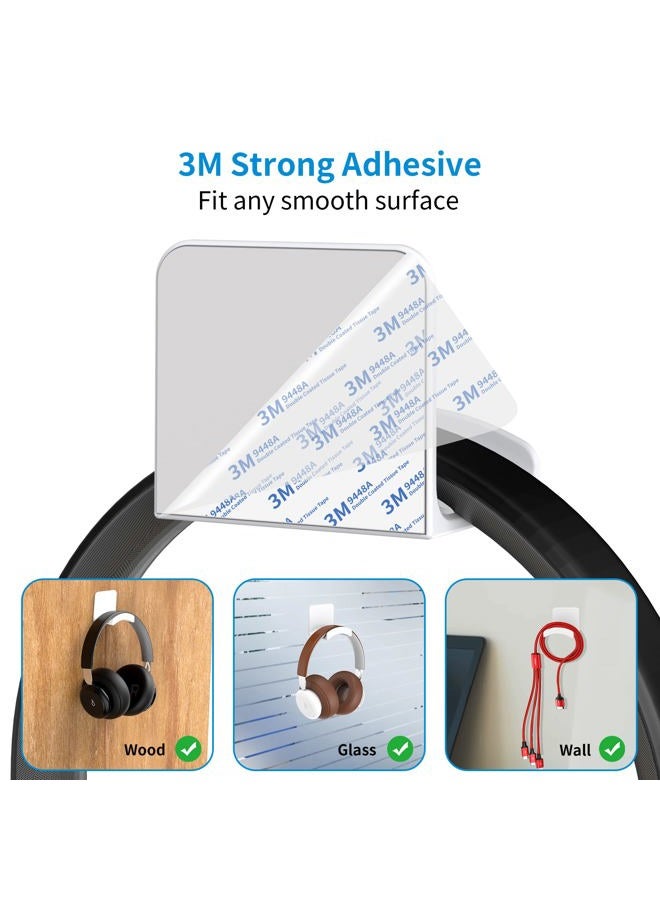 SOKUSIN Headphone Stand Headset Holder - Adhesive Gaming Earphones Hanger, Universal Desk Wall Mount Hook for All Headphone/Controller, Compatible with Beats, AirPods Max,Sony, JBL (White) - Image 3