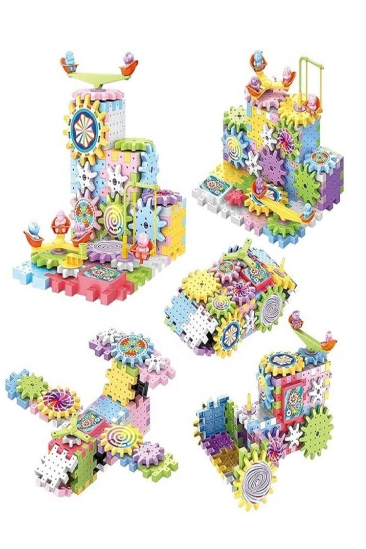 لعبة مكعبات بناء كهربائية للأولاد والبنات من عمر 3 و4 و5 و6 سنوات فما فوق، ألعاب مكعبات بلاستيكية اصنعها بنفسك، مكعبات تعليمية ممتعة، مكعبات تعليمية متشابكة، 83 قطعة