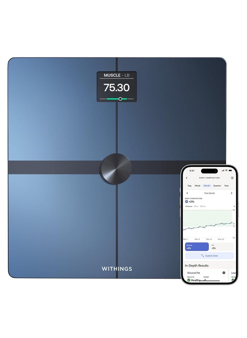 ويذينجز ميزان الجسم الرقمي الذكي - مقياس دقيق لوزن الجسم ونسبة الدهون، مقياس وزن الجسم واي فاي وبلوتوث، مقياس وزن الطفل، مقياس ذكي متوافق مع صحة التفاح، ميزان الحمام - Image 1