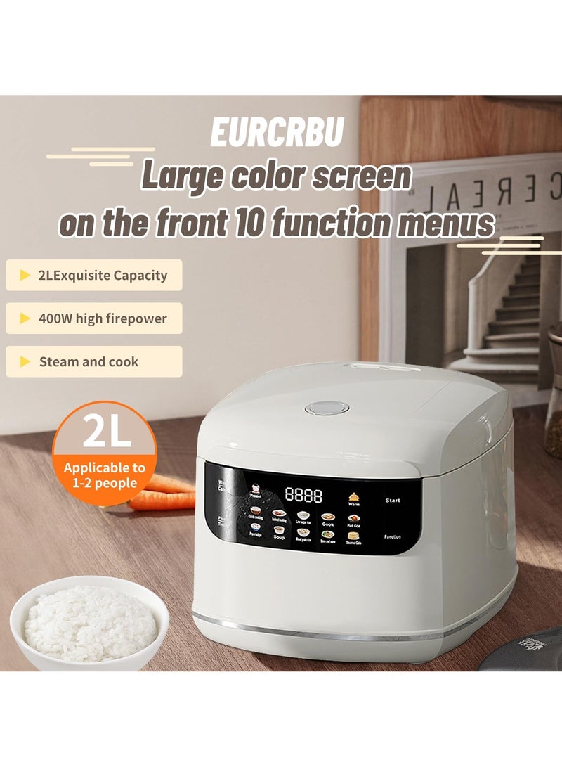 SLIVERS CRIEST Rice Cooker, 2L Home Intelligence Multi Functional Steaming and Cooking Integration Rice Cooker, 24h Timed Start, Suitable for 1-2 People, Steamer Tray, Measuring Cups&Spoon - Image 4