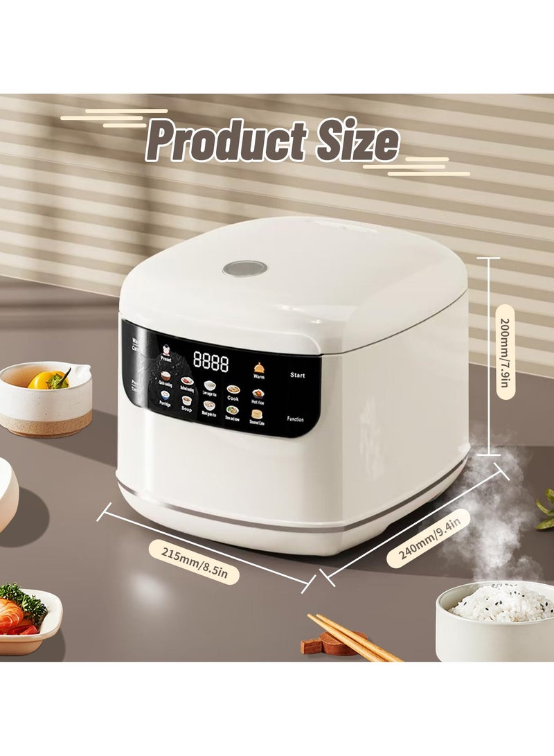 SLIVERS CRIEST Rice Cooker, 2L Home Intelligence Multi Functional Steaming and Cooking Integration Rice Cooker, 24h Timed Start, Suitable for 1-2 People, Steamer Tray, Measuring Cups&Spoon - Image 2