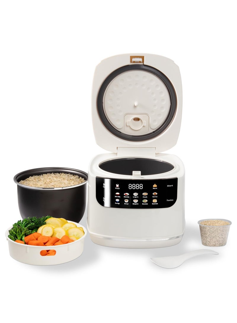 SLIVERS CRIEST Rice Cooker, 2L Home Intelligence Multi Functional Steaming and Cooking Integration Rice Cooker, 24h Timed Start, Suitable for 1-2 People, Steamer Tray, Measuring Cups&Spoon - Image 1