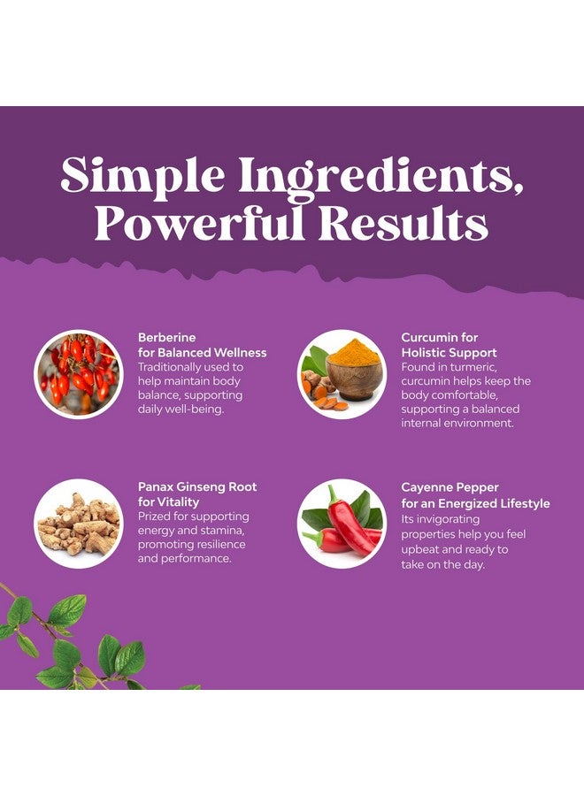 Natures Craft GLP-1 Berberine Supplement - One a Day Healthy Gut Berberine Complex with Panax Ginseng Turmeric Curcumin & Cayenne Pepper for Metabolic Balance - Gluten Free Vegan and Non-GMO (2 Month Supply) - Image 4