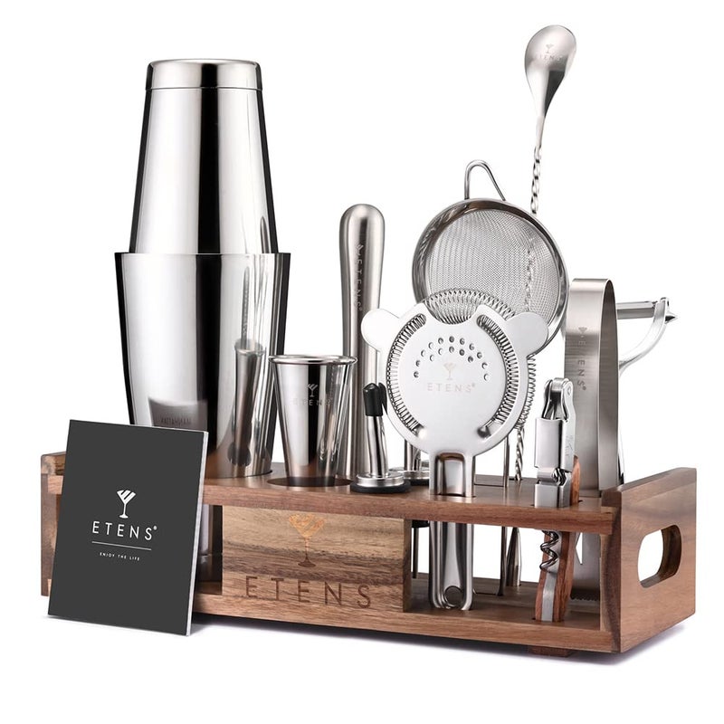Etens Mixology Bartender Kit Bar Tool Set | Cocktail Making Kit Boston Shaker Set with Stand | Mixed Drink Mixing Professional Martini Shaking Tins Bartending | Home Barware Accessories Equipment - Image 1