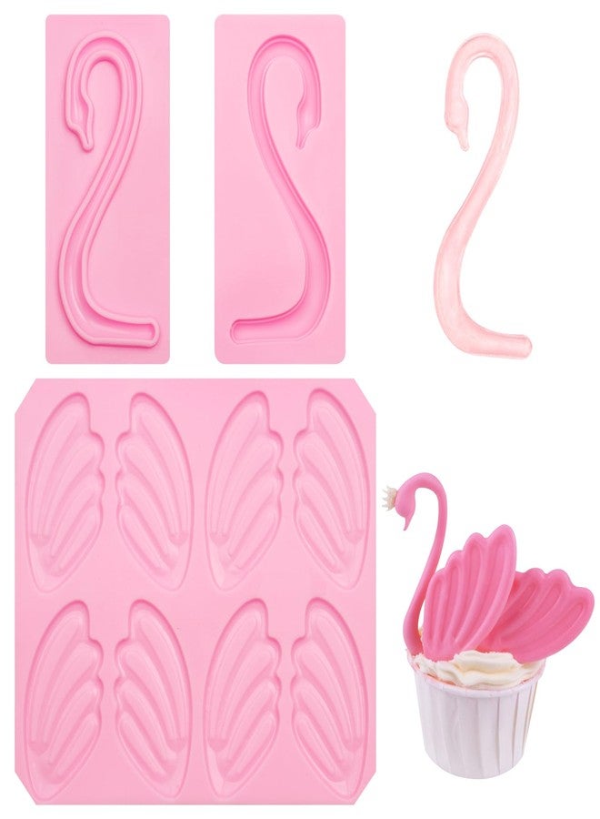 Xcake Lcook 3D Swan Silicone Molds, Swan Wings Neck Fondant Molds for Cake Decorating Cupcake Topper Polymer Clay Resin Gum Paste Sugar Craft Set of 3 - Image 1