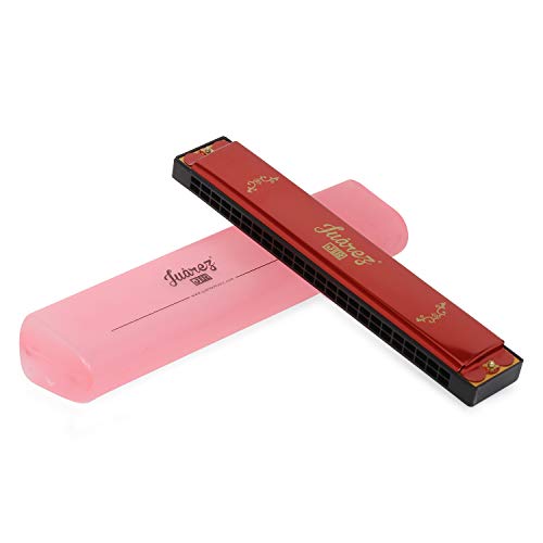 JUAREZ Junior JJ24HR 24 Holes Harmonica Key of C Scale | Mouth Organ | Cover - Aluminium | Comb - Abs | Reed – Brass Red - Image 1