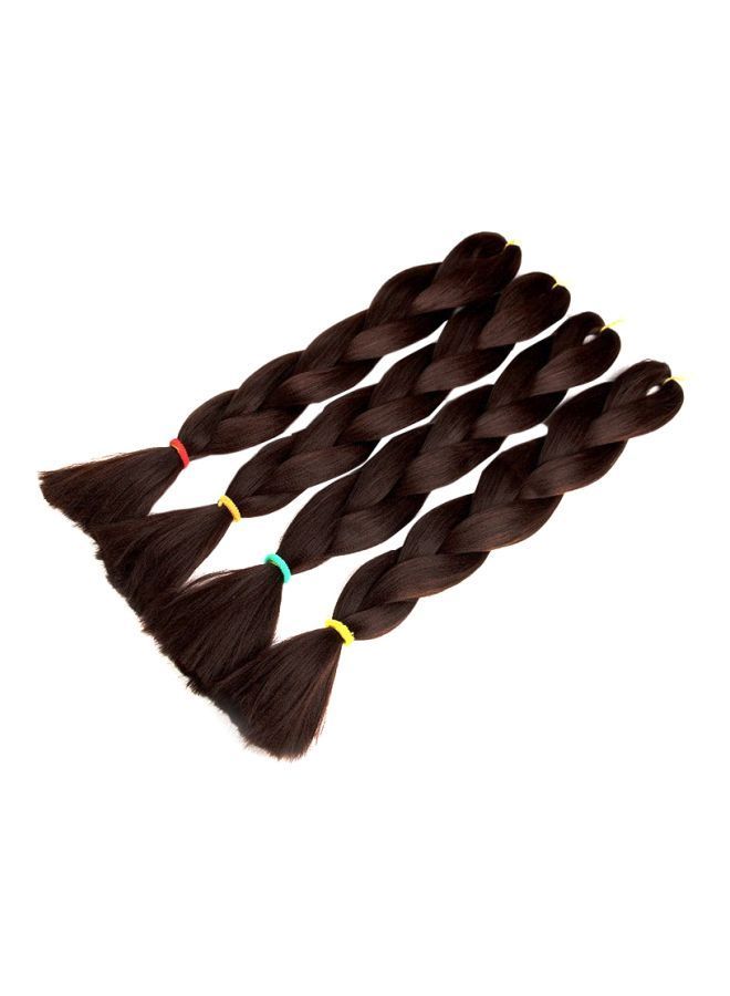 وصلات شعر مستعار مضفرة مكونة من 4 قطع أسود