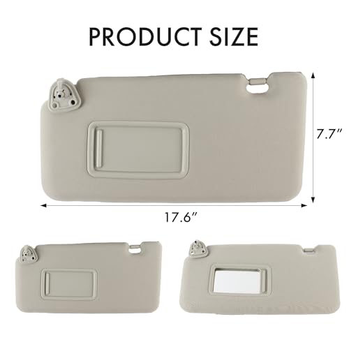 PEVAST Premium OEM-Style Sun Visor for Nissan Versa 2007-2012 | UV Protection & Integrated Makeup Mirror | Direct Replacement for OE #96401-EL31A Gray (Right) - Image 3