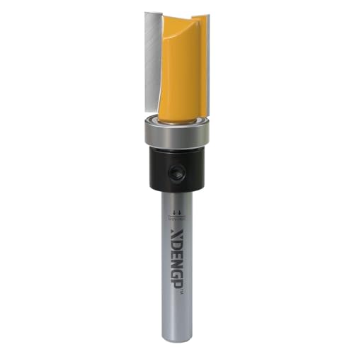 XDENGP Pattern Flush Trim Router Bit 1/4 Inch Shank, 1/2 Inch Cutting Diameter, 3/4 Inch Cutting Length, Top Bearing Flush Straight Cut Trim Router Bit for Woodworking - Image 1