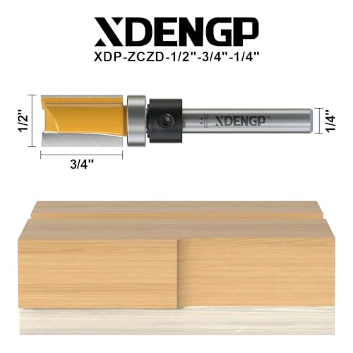 XDENGP Pattern Flush Trim Router Bit 1/4 Inch Shank, 1/2 Inch Cutting Diameter, 3/4 Inch Cutting Length, Top Bearing Flush Straight Cut Trim Router Bit for Woodworking - Image 2