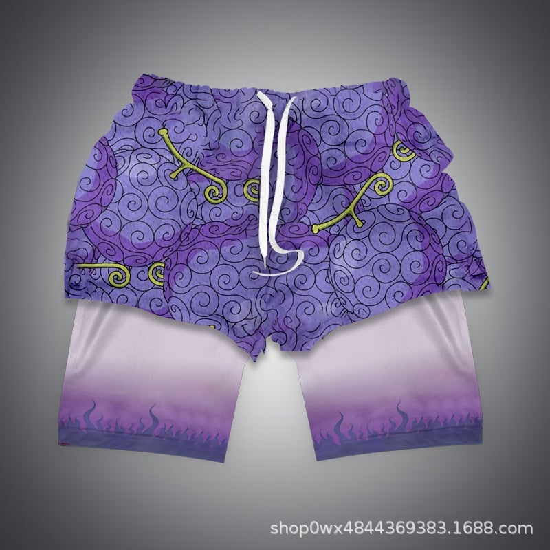 Huo Ying Series Shorts 3D Digital Printing Dragon Ball Double Layer Beach Pants E-Commerce Supply - Image 1