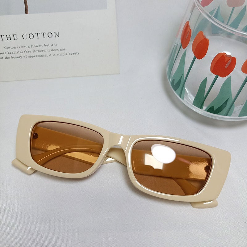 Generic 2023 Retro Small Frame Sunglasses Unisex Beige White 