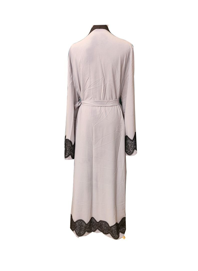 عباية مفتوحة مطرزة باللون الرمادي للنساء - Image 4