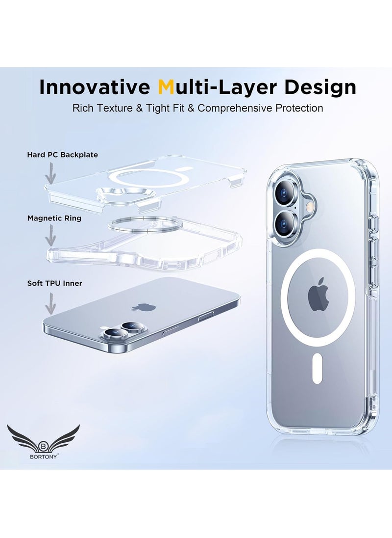 BORTONY - iPhone 16 Plus Magnetic Case Compatible with Wireless Charging Ultra Slim Clear iPhone 16 Plus Cover Anti Scratch Shockproof Protective Case Cover for iPhone 16 Plus 6.7 inch - Image 1