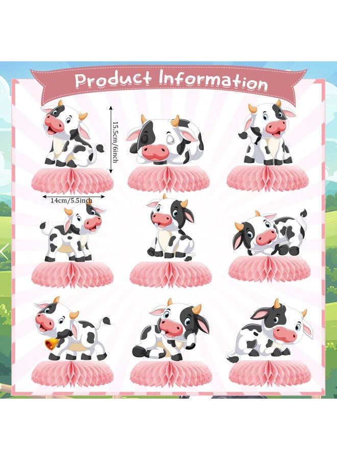 ZCPTZ 9 Pcs Pink Cow Honeycomb Centerpieces Farm Animals Cow Table Topper Honeycomb Pink Cow Theme Party Honeycomb 3D Cow Print Table Decoration for Girl Party Baby Shower Western Cowboy Party Supplies - Image 2