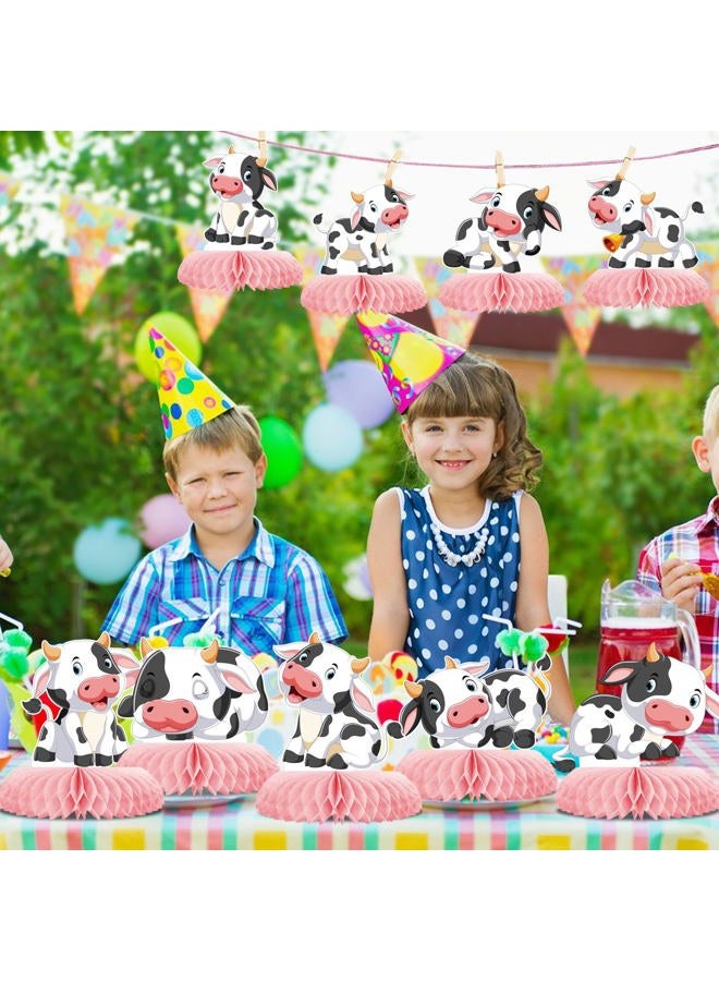 ZCPTZ 9 Pcs Pink Cow Honeycomb Centerpieces Farm Animals Cow Table Topper Honeycomb Pink Cow Theme Party Honeycomb 3D Cow Print Table Decoration for Girl Party Baby Shower Western Cowboy Party Supplies - Image 5