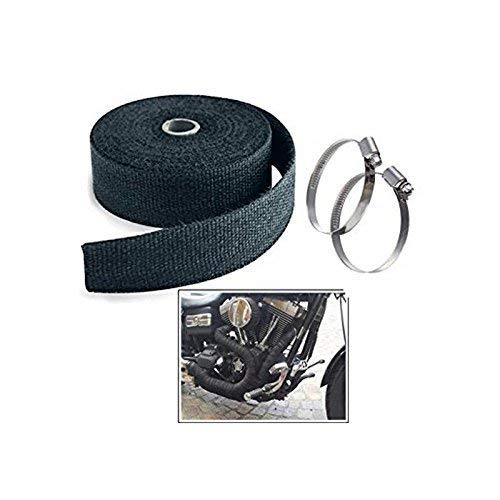 Ramanta Bike Silencer Wrap with Clamps Bike Exhaust Heat Shield Protector Compatible with Classic, Bullet, Standard & Electra New & Old Models (Wrap Length: 3 Meter; 1 PCs with 2 Clamps; Black) - Image 3
