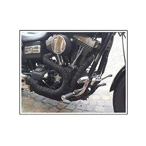 Ramanta Bike Silencer Wrap with Clamps Bike Exhaust Heat Shield Protector Compatible with Classic, Bullet, Standard & Electra New & Old Models (Wrap Length: 3 Meter; 1 PCs with 2 Clamps; Black) - Image 2