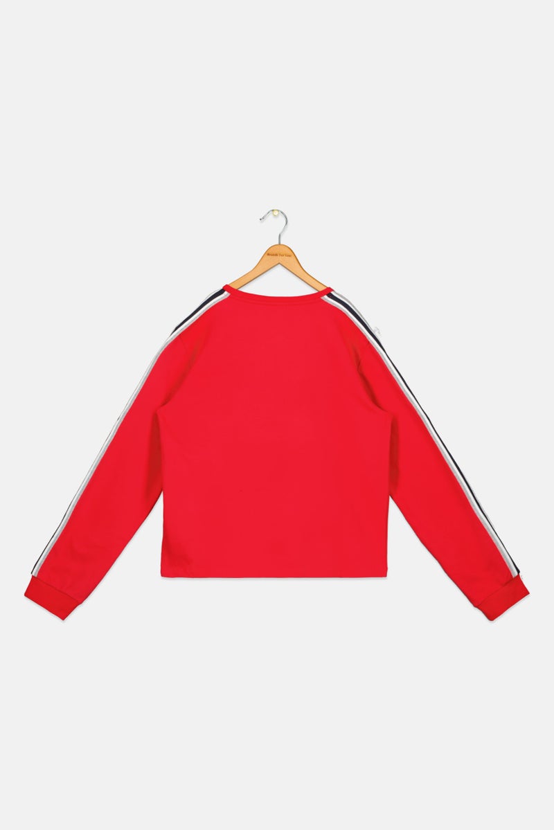 FREDDY سويت شيرت بقلنسوة بأكمام طويلة للبنات، أحمر، بشعار العلامة التجارية - Image 2