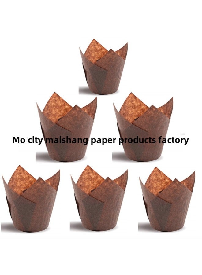European Paper Coffee Large Medium Small Tulip Flame Mafen Baking Cupcakes Paper Tray Bread Paper Tray-Specifications:Imported Coffee T15050European paper Coffee large, medium and small Tulip Flame muffin baking Cake paper tray, Bread paper tray - Specification: Imported coffee T15050, one - Image 2