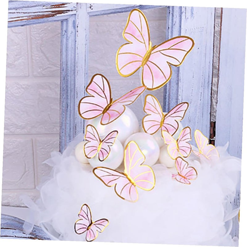 Pink Purple Gold Stripe Butterfly Cake Toppers Cupcake Picks Set 100pcs Birthday Wedding Party Decorations - Image 5