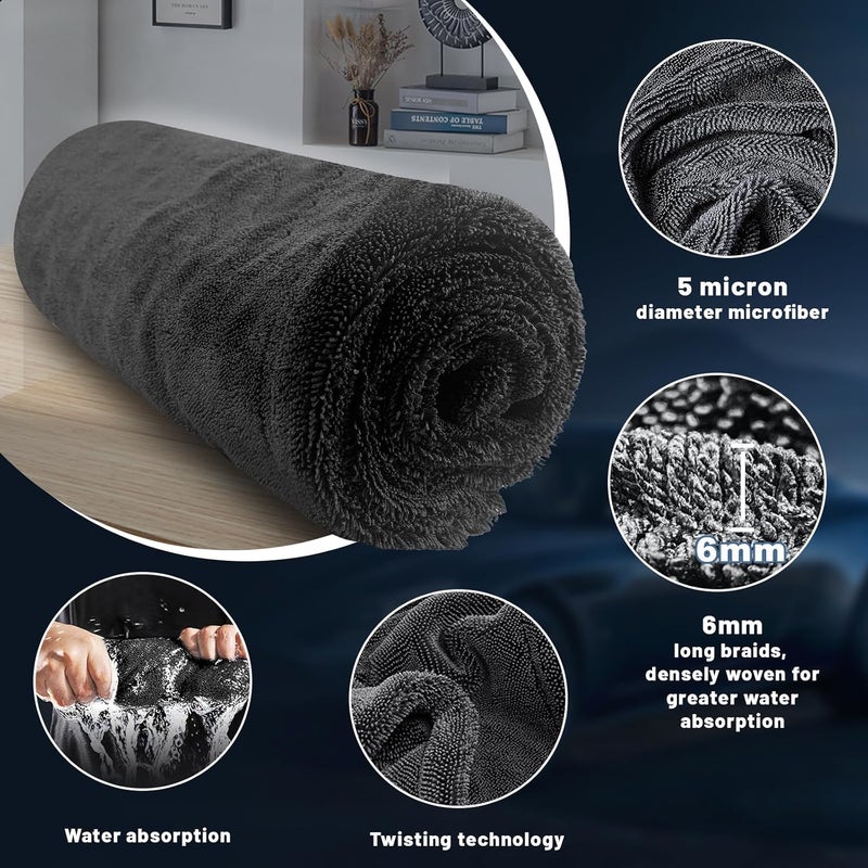 Ghguole 2pcs Extra Large Car Drying Towel - 90x70cm, 1500GSM Microfiber - Image 5
