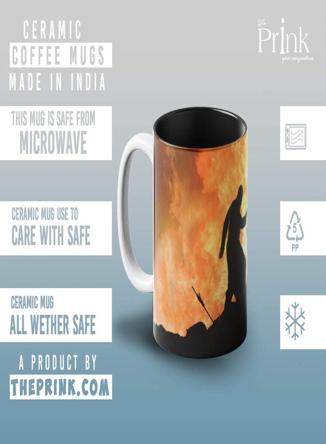 Prink Bahubali Inner Black Coffee Mug with Print | Baahubali Movie Coffee Mugs | Prabhas Actor Printed Mugs | Gift for Friends, Fans | 330ml, Microwave & Dishwasher Safe - Image 4