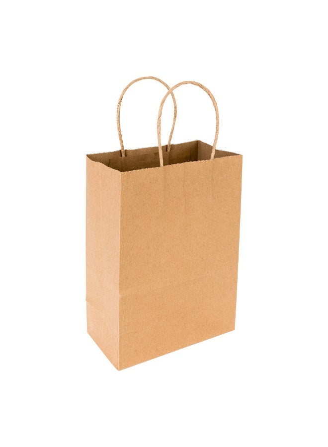 Restaurantware Saving Nature 5.9 x 3.1.5 x 8.27 Inch Shopping Bags, 100 Small Retail Bags With Handles - Sustainable, Durable, Kraft Paper Merchandise Bags, For Wedding, Birthday Party Favor - Image 1