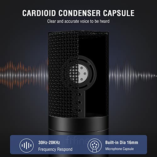 FIFINE XLR Microphone, Condenser Podcast Mic for Recording, Vocal, Voice-Over Streaming, Podcast, Singing, Cardioid Studio Microphone, Metal Material, Black-K669C - Image 2