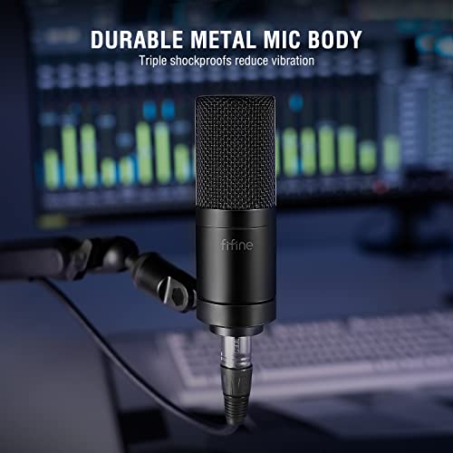 FIFINE XLR Microphone, Condenser Podcast Mic for Recording, Vocal, Voice-Over Streaming, Podcast, Singing, Cardioid Studio Microphone, Metal Material, Black-K669C - Image 5