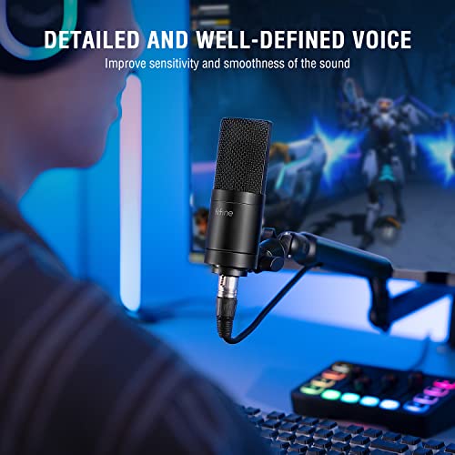 FIFINE XLR Microphone, Condenser Podcast Mic for Recording, Vocal, Voice-Over Streaming, Podcast, Singing, Cardioid Studio Microphone, Metal Material, Black-K669C - Image 4