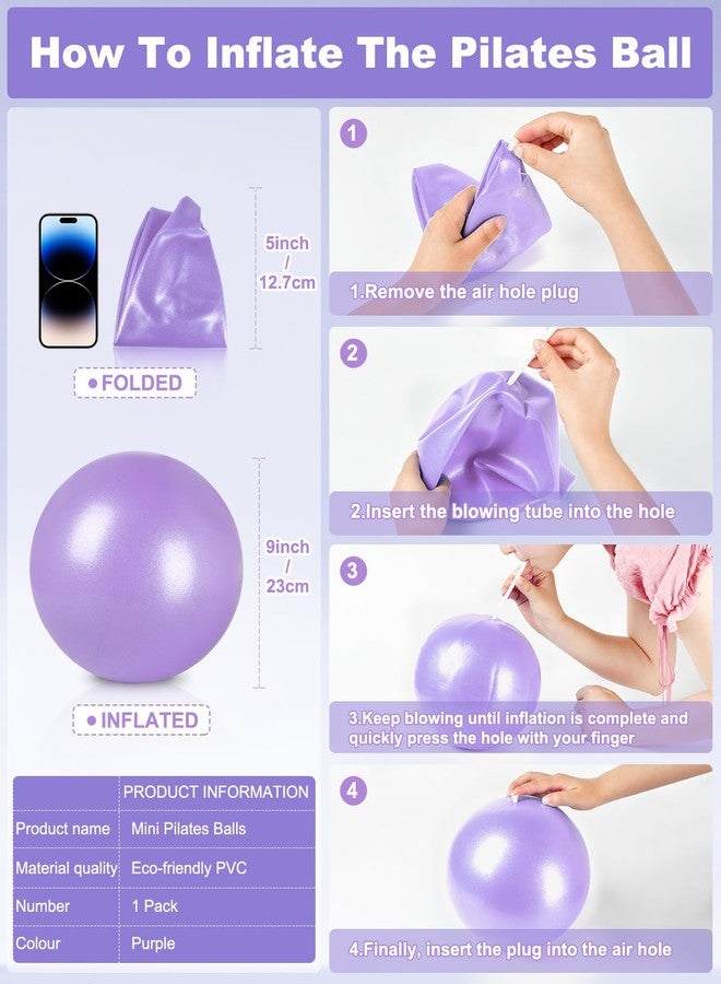ROLYTA 9 Inch Pilates Ball Small Exercise Ball, Workout Ball for Barre, Pilates, Yoga, Stability, Workout, Balance, Fitness at Gym Home Office - Image 2