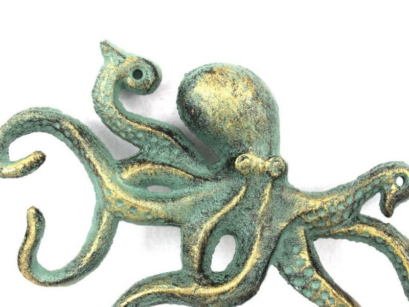 Handcrafted Nautical Decor Antique Bronze Cast Iron Octopus Hook 11" - Decorative Hook - Sealife Metal Wal - Image 4